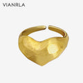VIANRLA 925 Sterling Silver Jewelry Heart Shape Minimalism Style 18K Gold Ring Matte Color Daily Jewelry