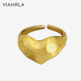 VIANRLA 925 Sterling Silver Jewelry Heart Shape Minimalism Style 18K Gold Ring Matte Color Daily Jewelry