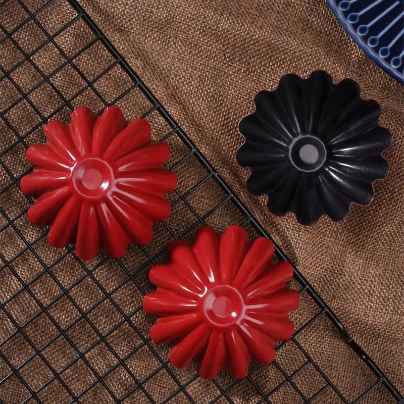 Large Size Oval Shaped Egg Tart Mold Flower Shaped Fruit Pie Pan Non-stick Cup Cake Mold
