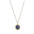 Vintage Jewelry Necklace Blue Sandstone Natural Gemstone Charm Necklace