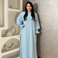 LM008 Crepe Slip Abaya Dress Flounce Sleeves with Pockets Zipper Ironless Longsleeves Summer Dress 2024 Prayer Dress Modest