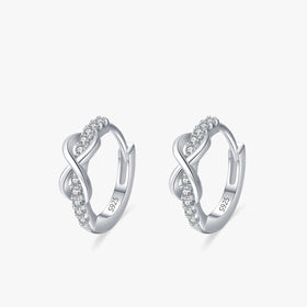 Ailmay Pure 925 Sterling Silver Romantic Infinity Love Shining Zircon Hoop Earrings for Women Wedding Engagement Fine Jewelry