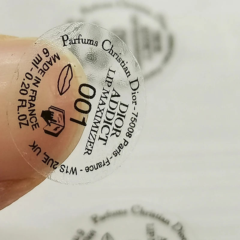 Custom Logo Design Waterproof Environmental Vinyl Cosmetic Bottle Packaging Adhesive Transparent Circle Label
