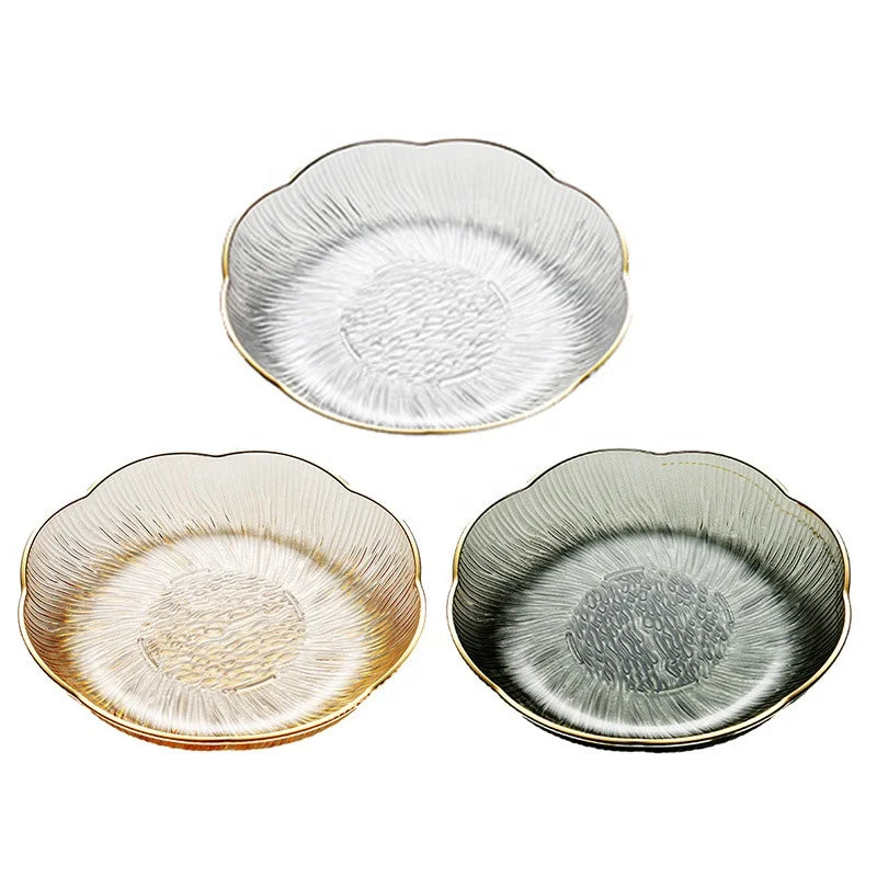 Reusable Flower Plate Light Luxury Retro Dessert Plate Multipurpose Storage Tray Snack Dry Fruit Nut Plastic Plate