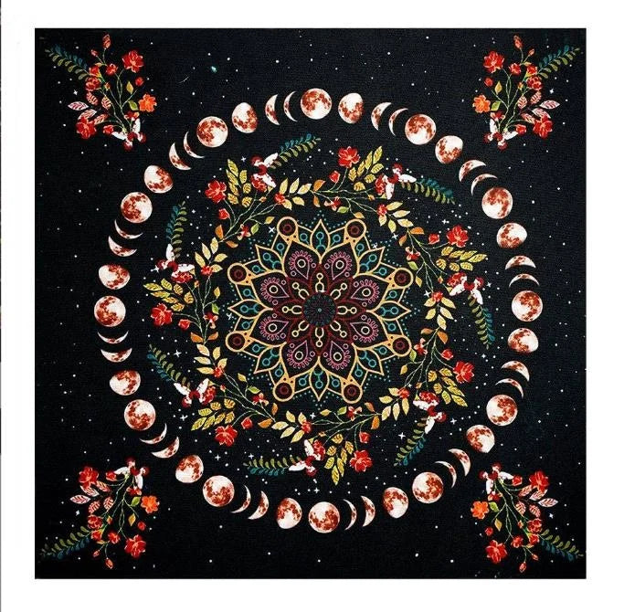 Newly Released Geometric Witch Altar Table Cloth 60*60cm Silk Flannelette Nonwoven Psychic Divination Game Home Dining Party
