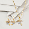 Hengdian Modern Women's 18K Gold Plated Brass Jewelry Set Zircon Bird Wing-for Weddings Parties and Gifts