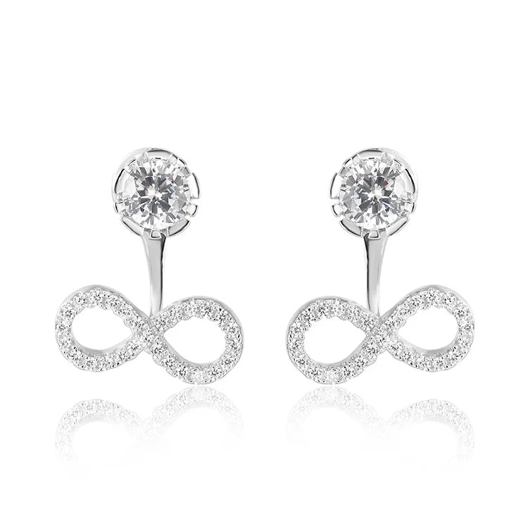 Fantasy Quartz 925 Sterling Silver Unique Infinity Earrings Women Gold Rose Gold Plated Parties Gifts Featuring Diamond Zircon