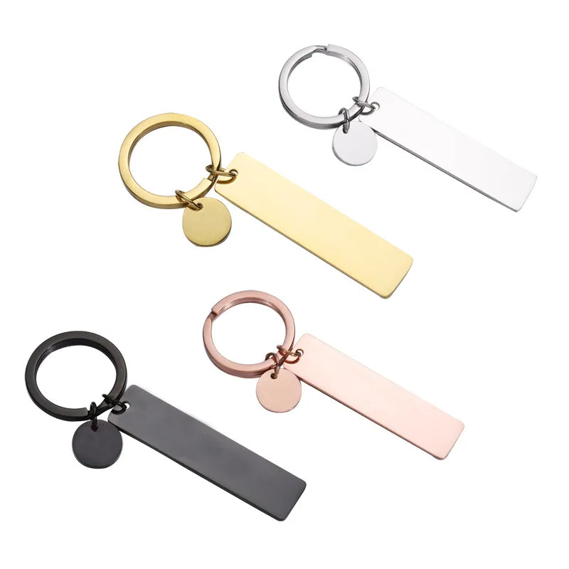 DIY Creativity Bag Hanging Laserable Custom Stainless Steel Blank Round Rectangle Tag Pendant Key Chain Key Ring Keychains