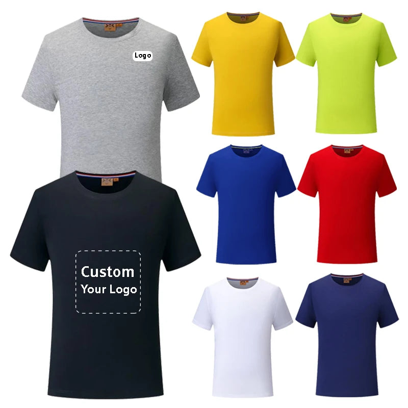 Custom Sublimation Logo 100% Mercerized Cotton Men's T-shirts Quick Dry Breathable Corporate Teamwear Group Uniform Tee Shirts