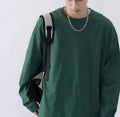 Custom High Quality Oversized Casual Men's 100% Cotton 260 Blank Heavyweight Solid Color Crew Neck Long Sleeve T-shirts