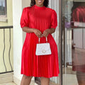S-3XL Large Women's Summer Europe New Fashion Loose Casual Strap Pleated Dress