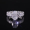 AR499 Abiding Simulated Diamond Iced Cut Oval Cut 9x13MM Cubic Zirconia Cz Hip Hop Full Eternity Ring 925 Sterling Silver Ring