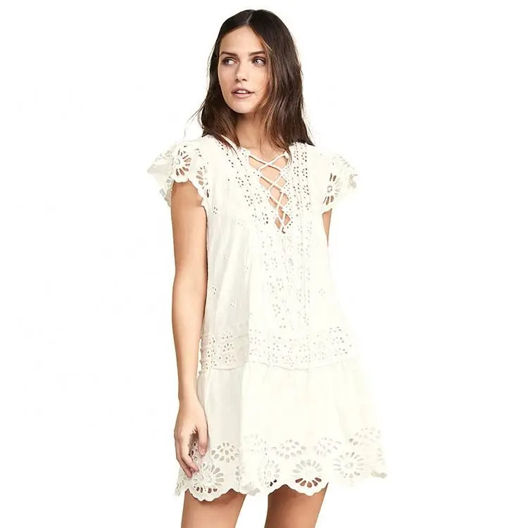 French Style Office Wear Women's Formal Blouse White Short Sleeve Halter Dress Plus Size for Adults