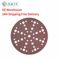 DE Warehouse 10/25/50Pcs 6 Inch 49 Hole Hook and Loop Sanding Discs Aluminum Oxide Random Orbit Sandpaper- 40-1200 Grit
