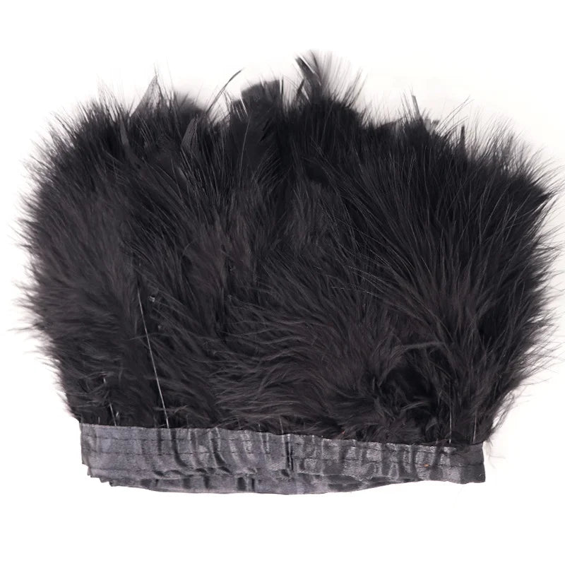 Wholesale 6-8 Inch Multi-Colored Turkey Feather Fringe Trim Dyed Fluffy Turkey Decorative Trim