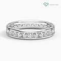 Eternity Diamond Ring 2.5mm Paving HPHT CVD Lab Grown Diamond Wedding Ring 18K White Gold & 14K Platinum Fine Women's Jewelry