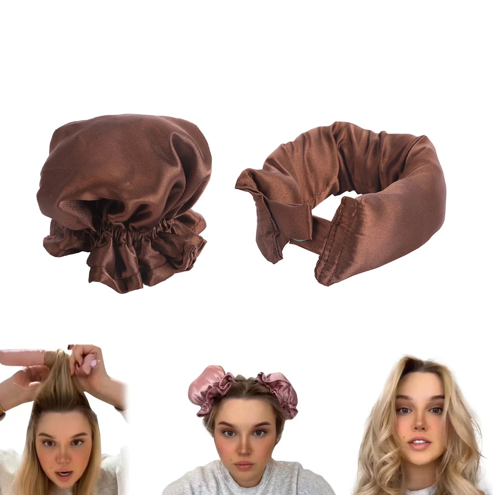 Factory Wholesale Cheap Lazy Satin Cap Portable Hair BUN BONS Set Heatless Hair Curler