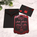 Premium Black Custom Wedding Invitation Set Creative Red Foil Design RSVP Cards Luxury Style Envelopes Birthday Occasions 7 Inch