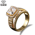 TOP ICY Fashion Hip Hop Gold Big Diamond Ring Hot Selling Iced Out CZ Men Rings Jewelry 18K Gold Plated