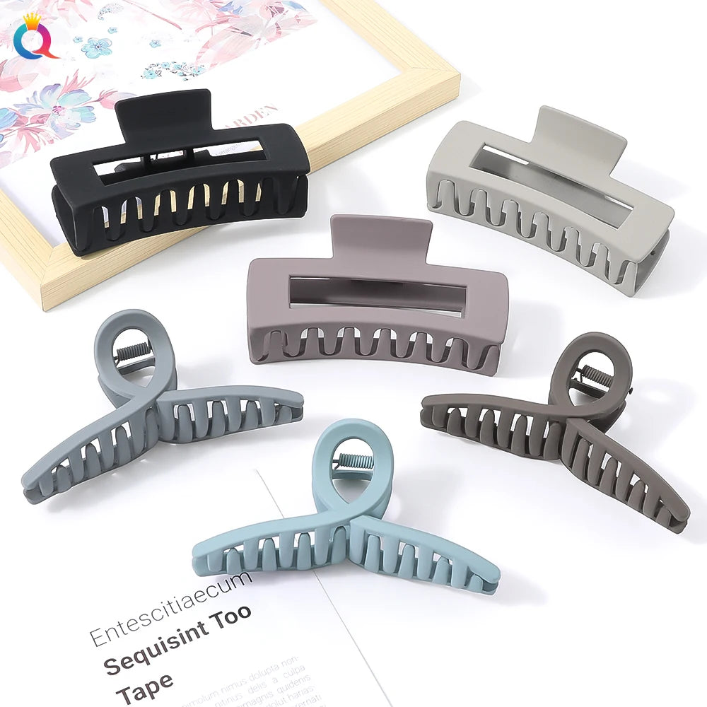 QIYUE Cool Color Matte Plastic Hair Claw Women's Hair Clip for Stylish Hair Accessories
