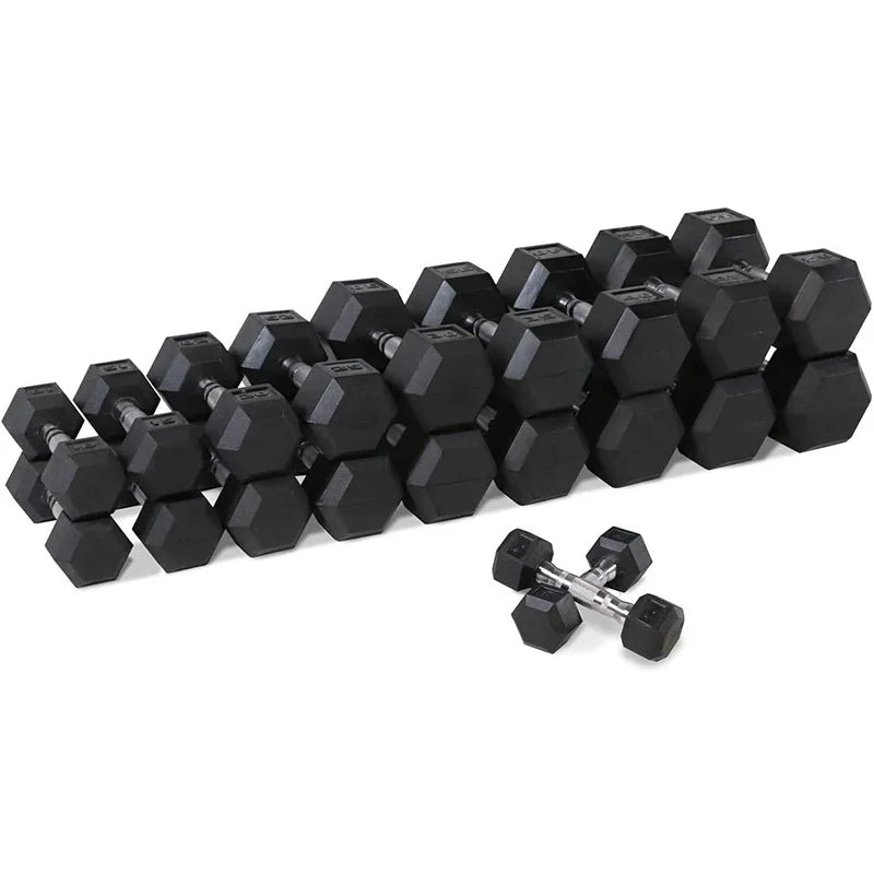 10kg Gym Power Training Equipment Rubber Coated Stainless Steel Weights in Lbs Hex Dumbbells Sets 40kg Home Use