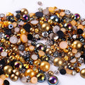 Hot Sale 30g Mixed Flatback Pearls and Rhinestones for CraftsHalf Pearls for Face Nail Art Clothing Shoes