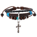 Whole Sale Handmade Alloy Cross Pendant Adjustable Size Bracelet for Men Women Trendy Gift Religious Jewelry
