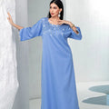 Latest Design Ramadan Eid Abaya Dubai Muslim Dress Long Sleeve Jalabiya Arabic Kaftan Robe 5166