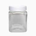 720ml Empty Plastic Square Screw Top Cosmetic Jar with Transparent/Brown Packaging for Sugar and Food Grade Use