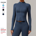 Custom High-Quality Stand-Up Collar Zipper Sports Jacket Women Fitness Yoga Clothes Long Sleeves Gym Running Fitness Sports Tops