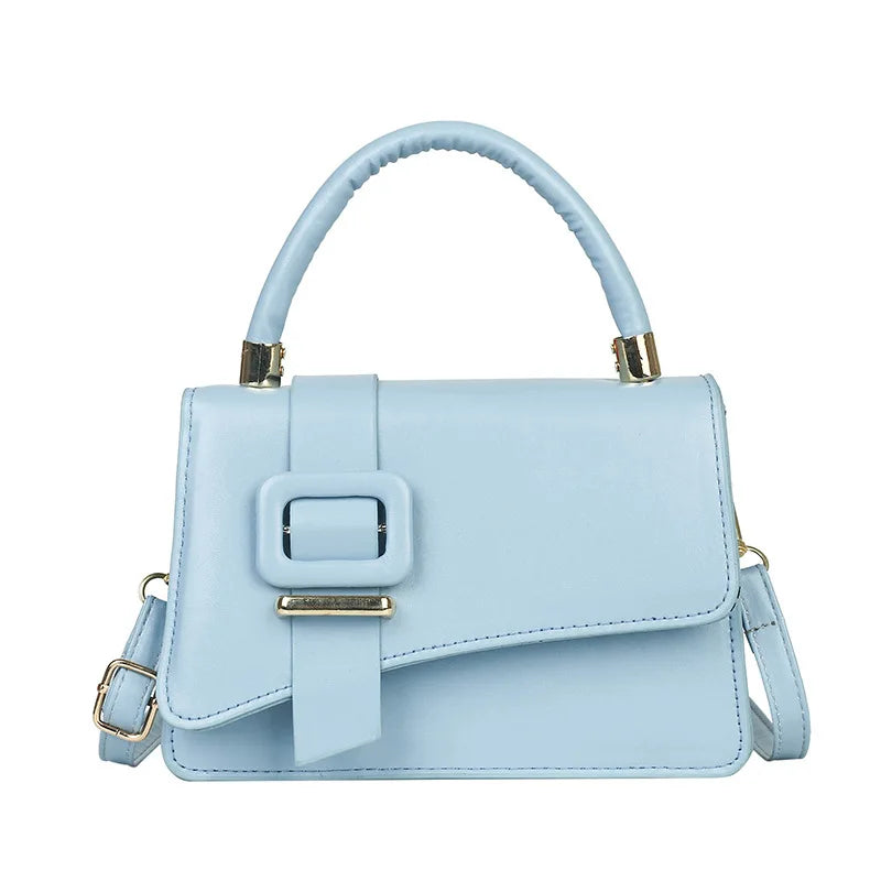 Women Office Lady Buckle Single Shoulder Bags PU Leather Korean Textured Small Handbag New Fashion Strap Girls Casual Bag