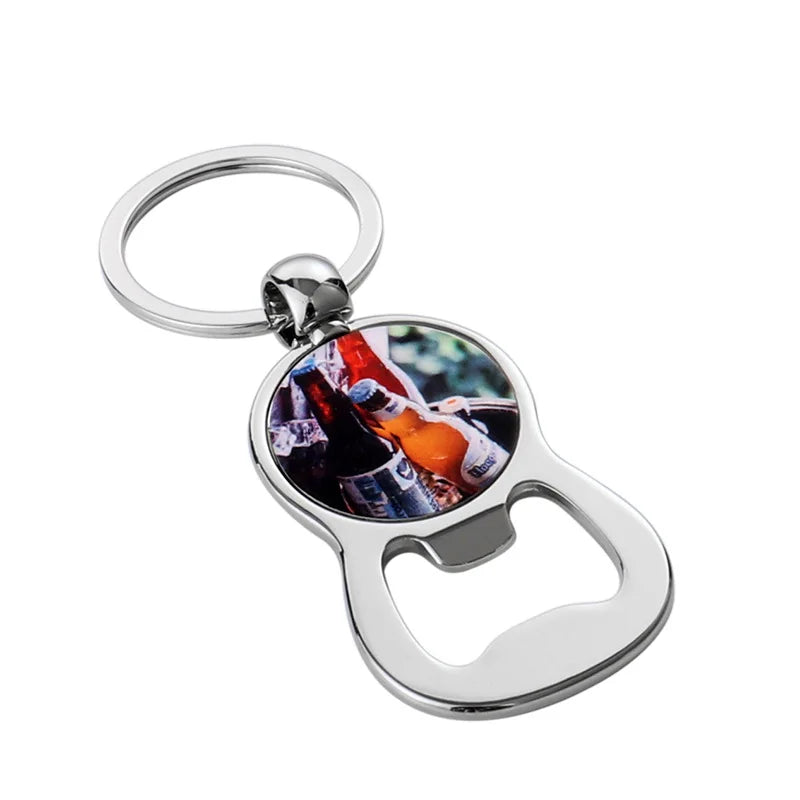 Qualisub Fashion Round Zinc Alloy Bottle Opener Keychain with Sublimation for Custom Double-Sided Printing