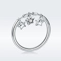 100% 925 Sterling Silver Fashion Sparkling Dangle Star Finger Rings for Women Wedding Engagement Ring Jewelry SCR406