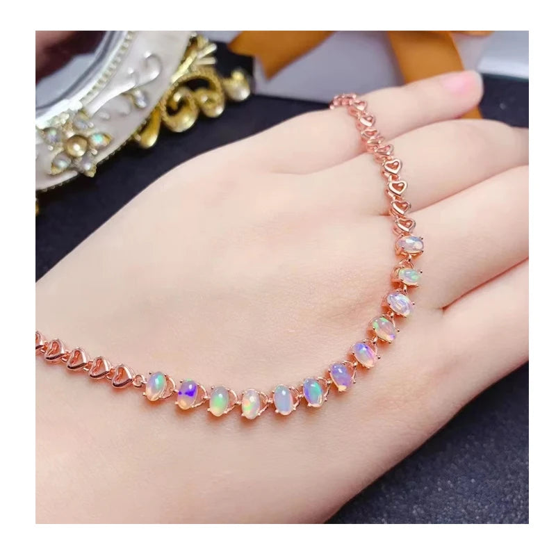 Hot Popular Natural Opal Heart Lucky Charm Bracelets for Couple Love