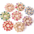 Jachon Custom Multi-Color Rhinestone Flower Brooches Pins Floriated Round Crystal Brooch Pin for Dress Suit Corsage