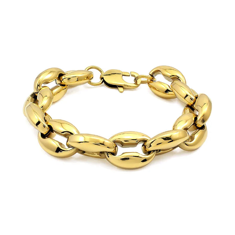 Fashion Coffee Bean Link Bracelet Unisex 18k Gold Plated Bracelet Chain Necklace Set Friendship Choker Bracelets Pulseras Mujer