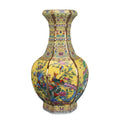 Creative Porcelain Vase Yellow Glazed Bird Pattern Flower Vase Handmade Ceramic Vase for Home Decoration