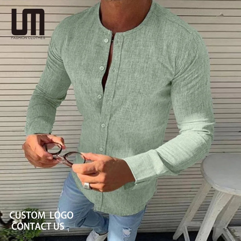Liu Ming Oem Odm Popular Fashion Fall Winter Men S Casual Solid Long Sleeve Tops Plus Size Shirt