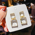 Fashion Exaggerated Design Earrings Needle Transparent Geometric square Crystal Earrings for Women