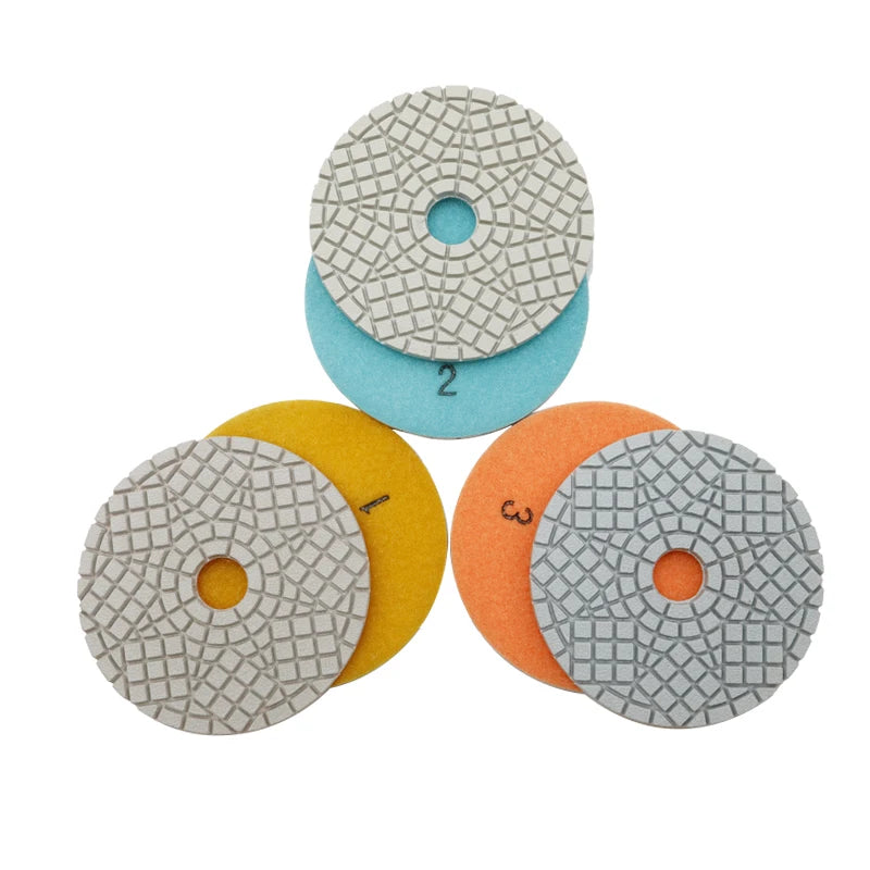TRUESHINE 4 Inch 3 Step Dry Wet Diamond Polishing Pad for Granite Quartz Marble Engineered Stone Ceramic Porcelain Tile OEM