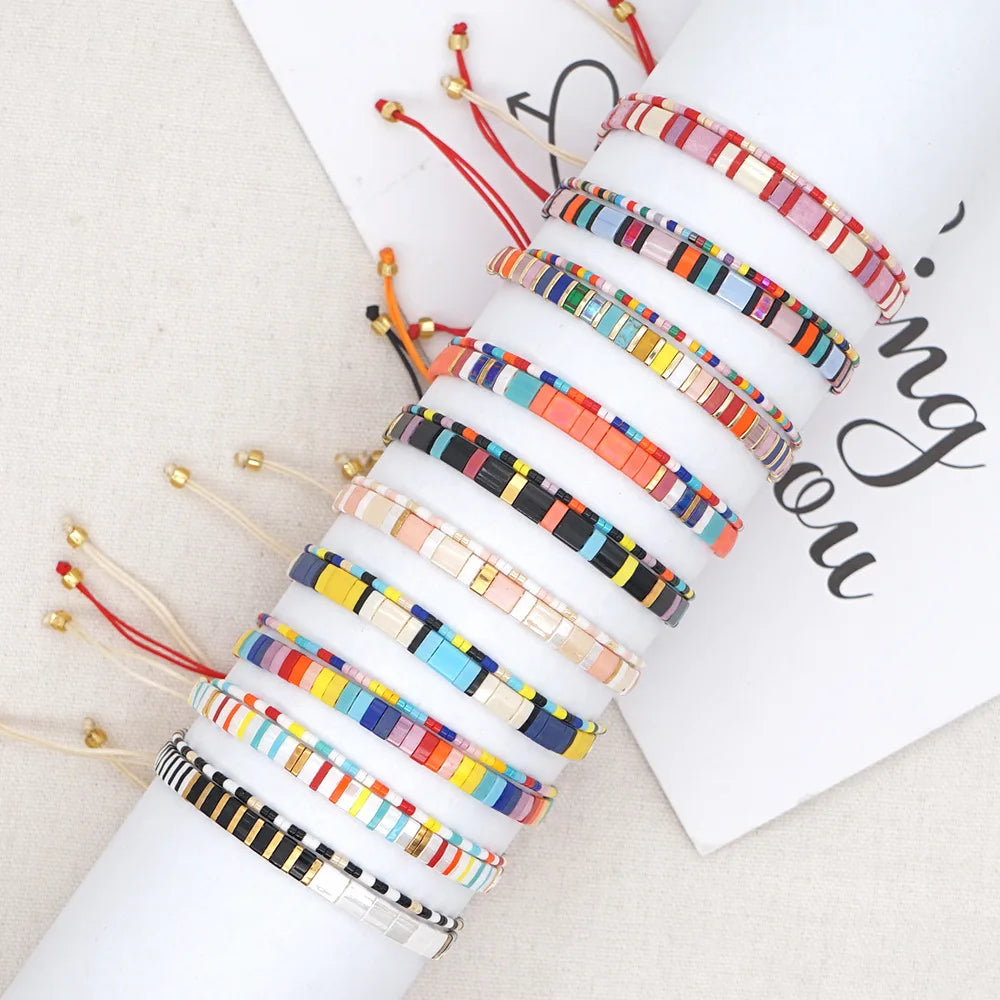 Wholesale Summer Ladies Armband Gift Bohemian Adjustable Rainbow Pulseras Girl Tila Bead Bracelet