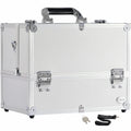 Professional Portable Beauty Organizer Suitcase Shoulder Strap Large Capacity Lockable Cosmetic Train Case for Travel Makeup Box