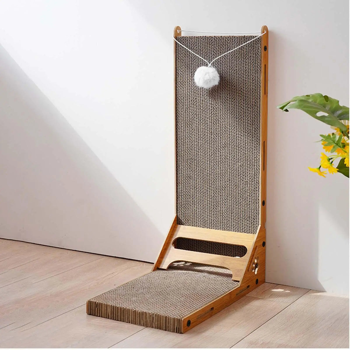 Corrugated Paper Cat Scratcher Adjustable Replacing Cardboard Scratching Board Wall Pad Pet Scratch Box Wholesale Wooden Yellow