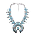 Navajo Jewelry Genuine Turquoise Squash Blossom Necklace