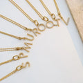 Dainty Mini Gold Plated Stainless Steel CZ Paved Initial Pendant Necklaces Personalized Name Letter Chain Necklace for Women