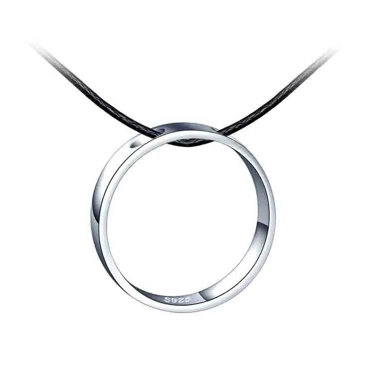 925 Silver Necklace Men Silver Circle Necklaces for Men Minimal Jewelry MegaBDM
