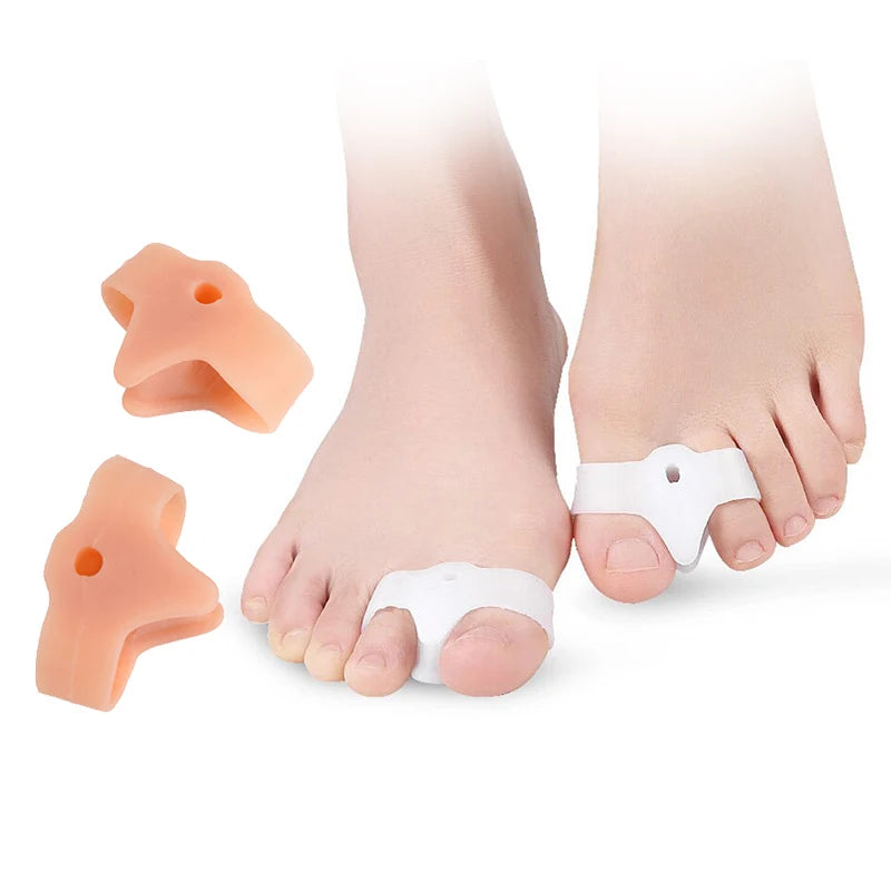 Split Toe Design SEBS Toe Separator Straightener Bunion Corrector Comfortable Breathable Soft Milk White/Skin Color One Size MegaBDM
