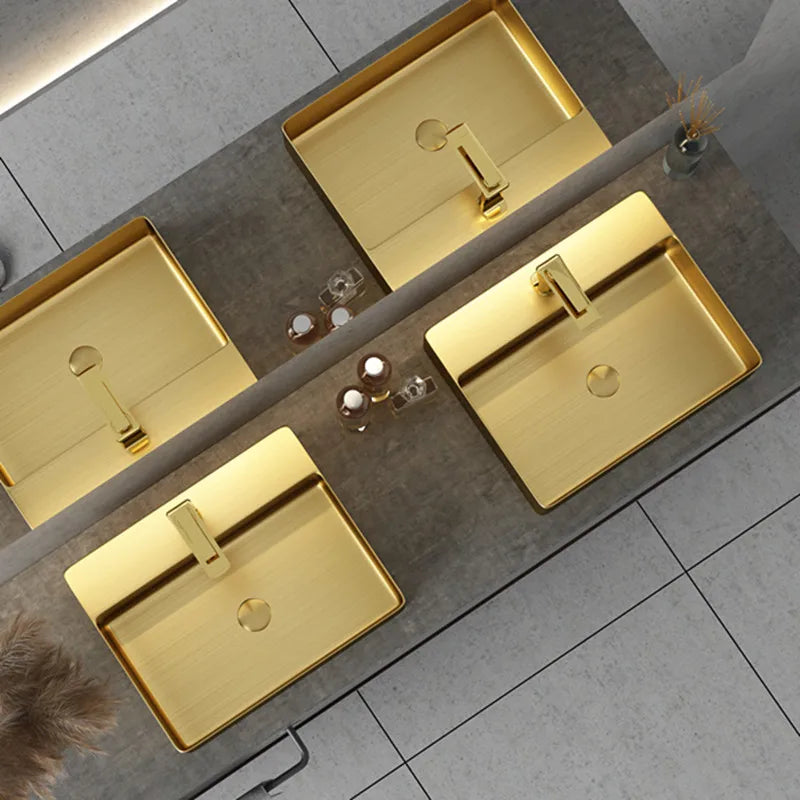 Bathroom Luxury Style Counter Top Stainless Steel Golden Basin