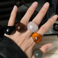 New Trendy Colorful Chunky Acrylic Resin Finger Rings Geometric Transparent Dome Ring Wholesale Statement Ring Jewelry for Women