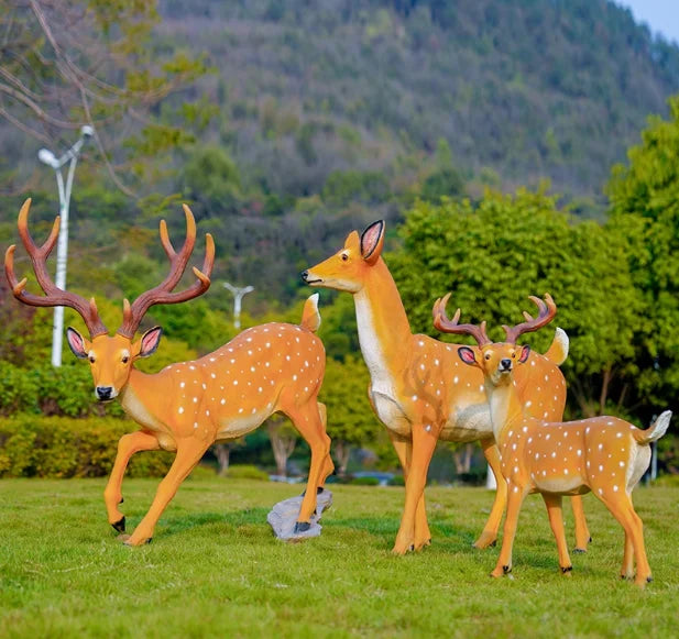 Custom Sculpture Resin Fiberglass Sika Deer/safari Jungle Animal Sculpture/life Animal Sculpture Garden Statues Sculpture